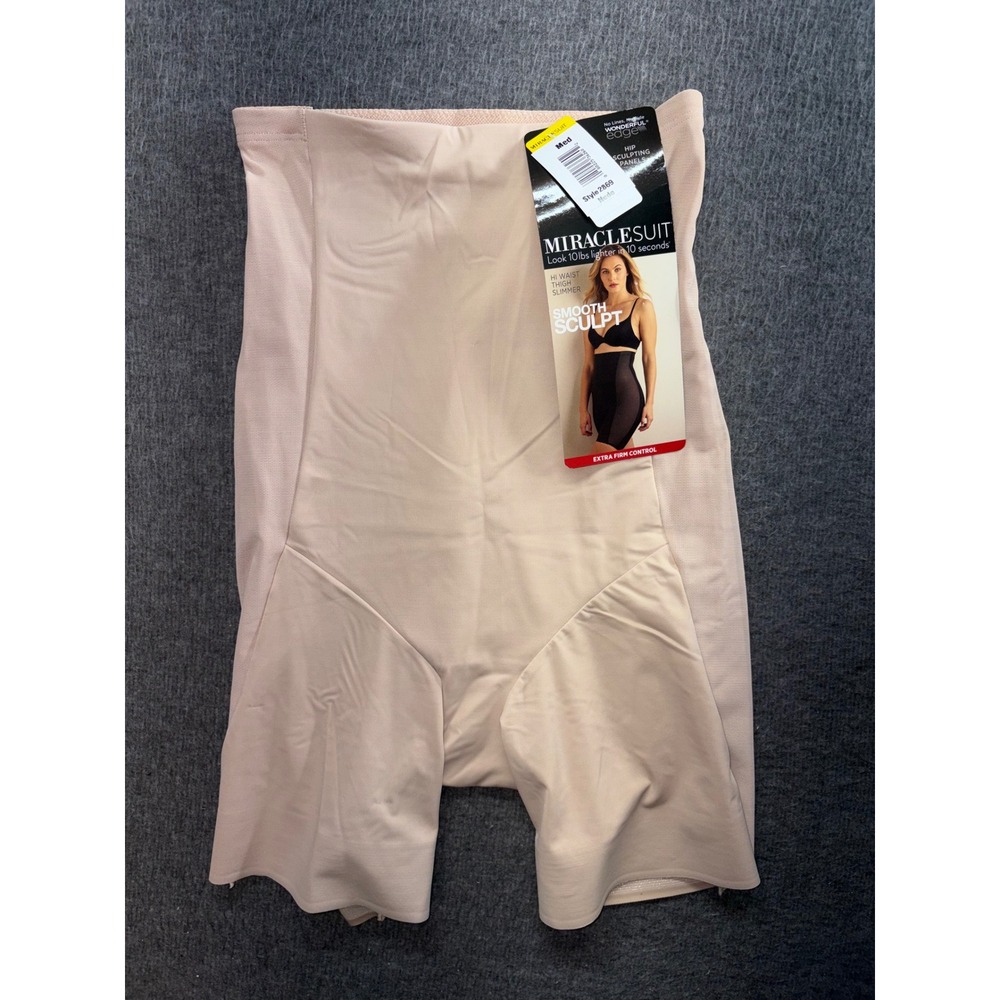 Miraclesuit Smooth Sculpt Hi Waist Thigh Slimmer Nude Shapewear 2869 Medium NEW